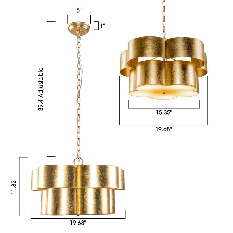 Golden 5-Light Iron Dry Rated Island Pendant Lighting