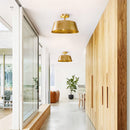 3-Light Golden Semi Flush Mount Lighting