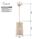 1-Light Wooden Beads Farmhouse Beige Dry Rated Island Pendant Lighting