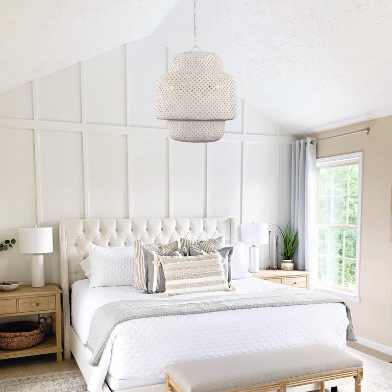 Rustic 3-Light White Dry Rated Farmhouse Island Pendant Hanging Light