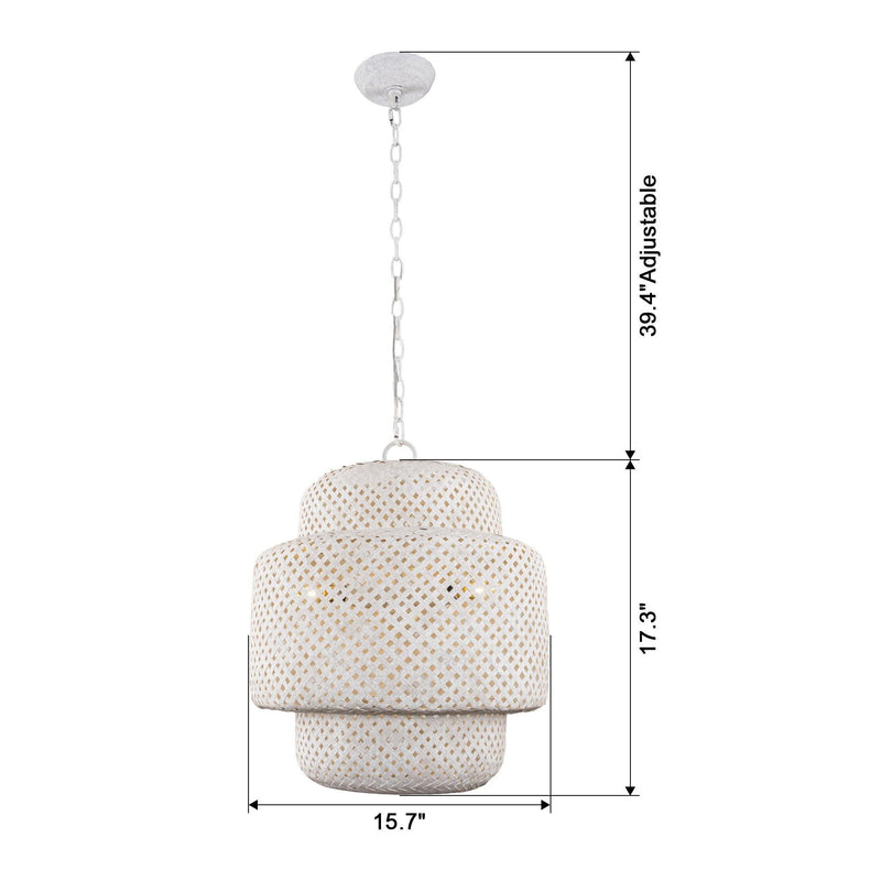 Rustic 3-Light White Dry Rated Farmhouse Island Pendant Hanging Light