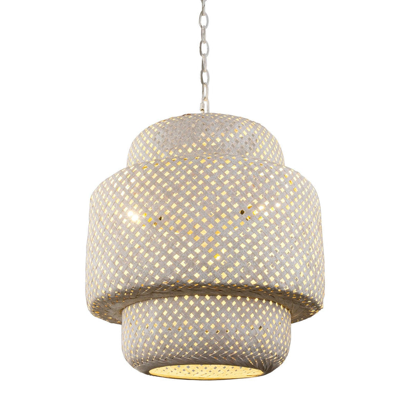 Rustic 3-Light White Dry Rated Farmhouse Island Pendant Hanging Light