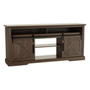 68" Farmhouse TV Stand with Double Sliding Barn Doors for Living Room