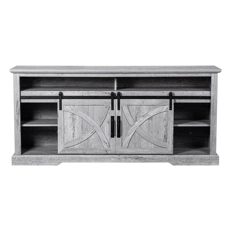 68" Farmhouse TV Stand with 23" Insert Opening Electric Fireplace
