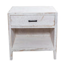 Classic Modern 1-Drawer Solid Wood White Nightstand Side Table