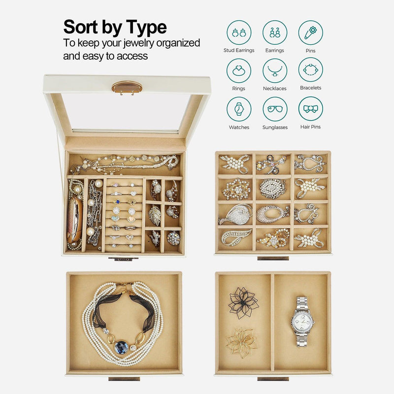 Elegant Jewelry Box Organizer for Women, 4-Layer Jewelry Organizer, 3-Drawers