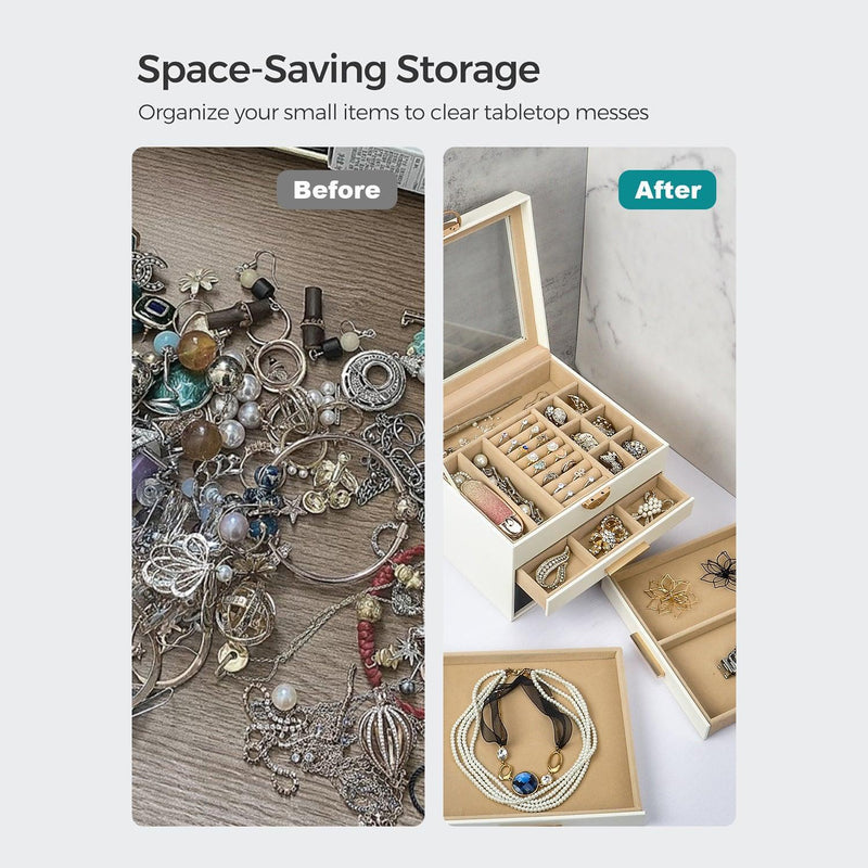 Elegant Jewelry Box Organizer for Women, 4-Layer Jewelry Organizer, 3-Drawers