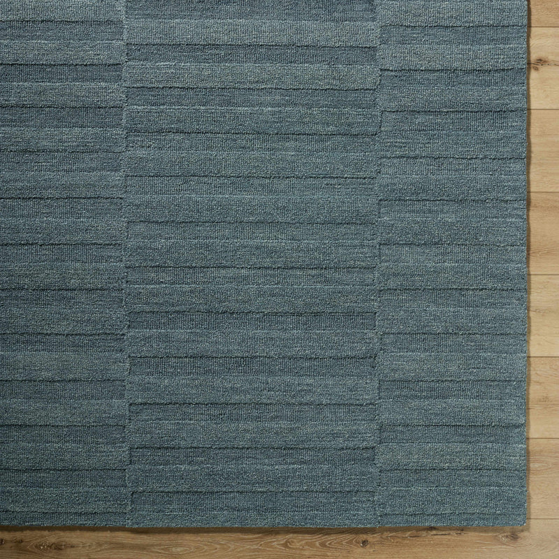 Idaho Broken-Stiped Petrol Blue Wool Rug | Our PNW Home X Livabliss
