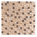 Beige Brown 12x12 Glossy Foiled Square Glass Resin Stone Mosaic Tile (5 pack, 4.75 sq ft/case)