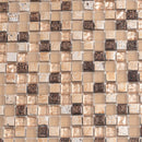 Beige Brown 12x12 Glossy Foiled Square Glass Resin Stone Mosaic Tile (5 pack, 4.75 sq ft/case)