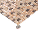 Beige Brown 12x12 Glossy Foiled Square Glass Resin Stone Mosaic Tile (5 pack, 4.75 sq ft/case) - Sample