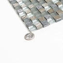 Blue Gray 12x12 Glossy Foiled Square Glass Resin Stone Mosaic Tile (5 pack, 4.75 sq ft/case)