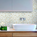 White 12x12 Glossy Foiled Square Glass Resin Stone Mosaic Tile (5 pack, 4.75 sq ft/case) - Sample