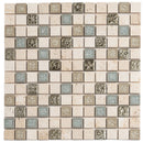 Beige 12x12 Polished Square Glass Resin Stone Mosaic Tile (5 pack, 4.75 sq ft/case)