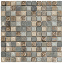 Beige Gray 12x12 Polished Square Glass Resin Stone Mosaic Tile (5 pack, 4.75 sq ft/case)