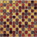 Gold Red 12x12 Glossy Foiled Square Glass Resin Stone Mosaic Tile (5 pack, 4.75 sq ft/case)