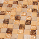 Beige 12x12 Square Glossy Foiled Glass Resin Stone Mosaic Tile (5 pack, 4.75 sq ft/case) - Sample