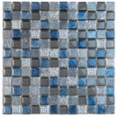 Gray Blue 12x12 Glossy Foiled Square Glass Resin Stone Mosaic Tile (5 pack, 4.75 sq ft/case)