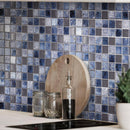Gray Blue 12x12 Glossy Foiled Square Glass Resin Stone Mosaic Tile (5 pack, 4.75 sq ft/case) - Sample