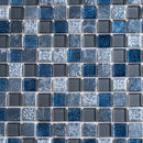 Gray Blue 12x12 Glossy Foiled Square Glass Resin Stone Mosaic Tile (5 pack, 4.75 sq ft/case)