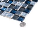 Gray Blue 12x12 Glossy Foiled Square Glass Resin Stone Mosaic Tile (5 pack, 4.75 sq ft/case)