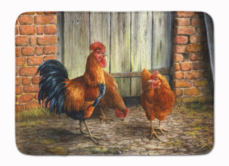 Rooster and Chickens by Daphne Baxter Machine Washable Memory Foam Mat BDBA0056RUG