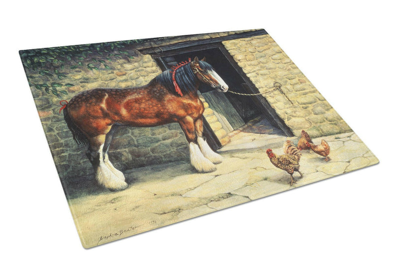 Horse and Chickens by Daphne Baxter Glass Cutting Board Large BDBA0087LCB