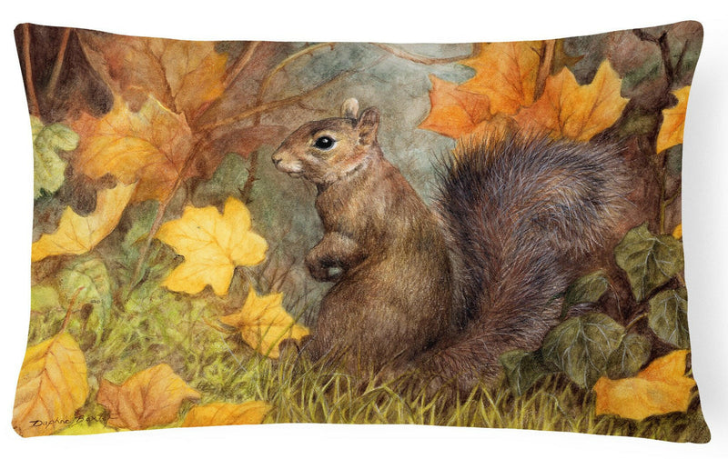 Grey Squirrel in Fall Leaves Fabric Decorative Pillow BDBA0097PW1216