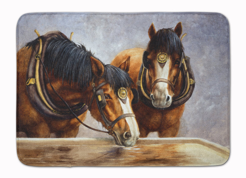 Horses Taking a Drink of Water Machine Washable Memory Foam Mat BDBA0119RUG