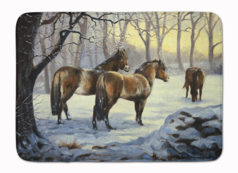 Horses in Snow by Daphne Baxter Machine Washable Memory Foam Mat BDBA0122RUG