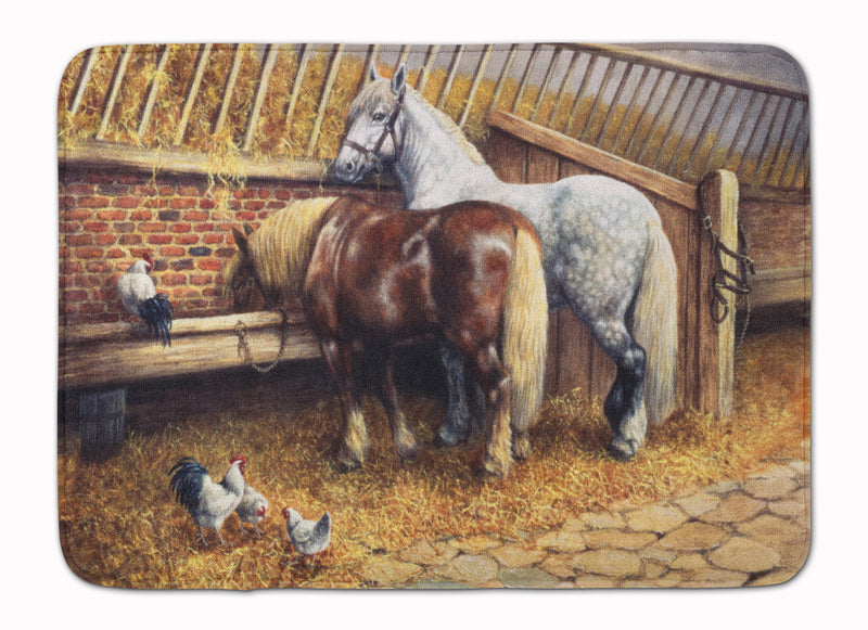 Horses Eating with the Chickens Machine Washable Memory Foam Mat BDBA0135RUG