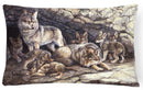 Wolf Wolves by the Den Decorative Throw Pillow 12x16 Indoor Outdoor Accent Cushion, Fabric Cover with Insert for Sofa, Bed, Porch & Living Room