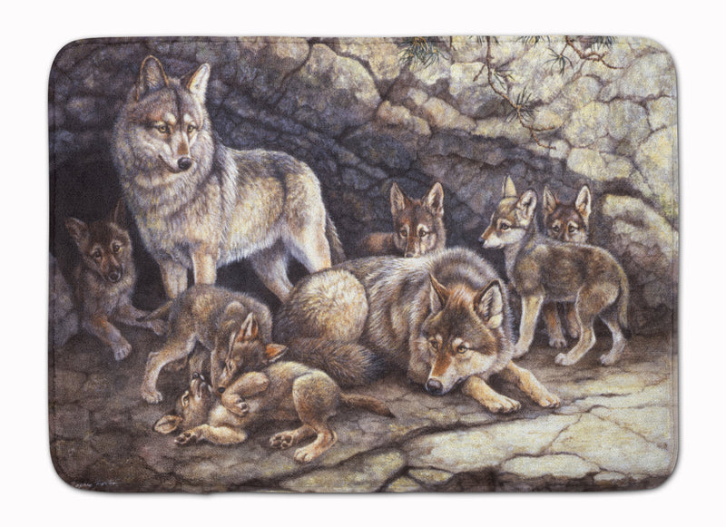 Wolf Wolves by the Den Machine Washable Memory Foam Mat BDBA0157RUG