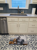 Basset Hound and Cat on couch Memory Foam Kitchen Mat Machine Washable Anti-Fatigue Cushion Comfort Bath or Kitchen Rug