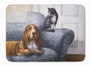 Basset Hound and Cat on couch Memory Foam Kitchen Mat Machine Washable Anti-Fatigue Cushion Comfort Bath or Kitchen Rug