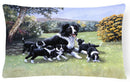 Border Collie Puppies with Momma Fabric Decorative Pillow BDBA0257PW1216