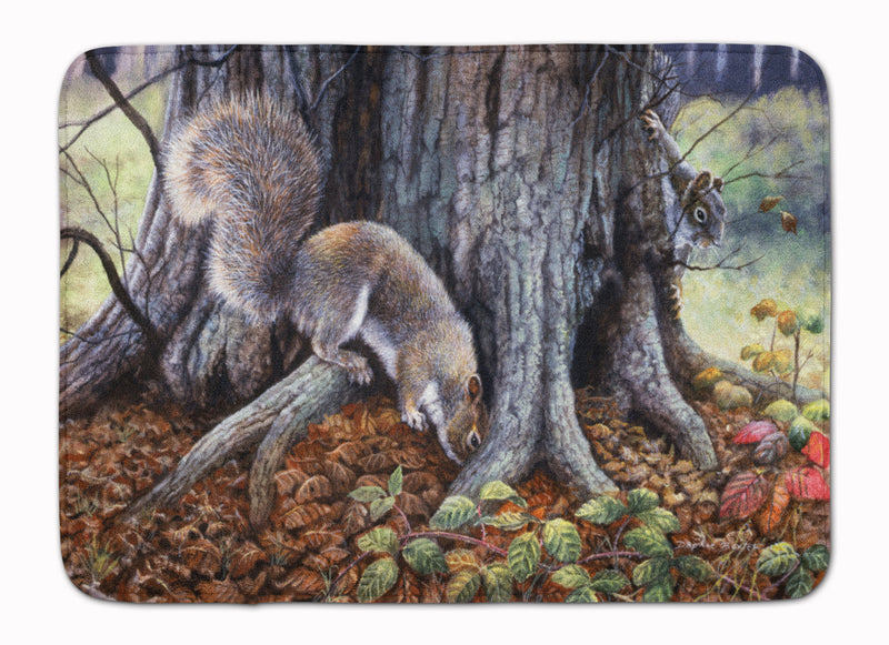 Grey Squirrels around the Tree Machine Washable Memory Foam Mat BDBA0260RUG