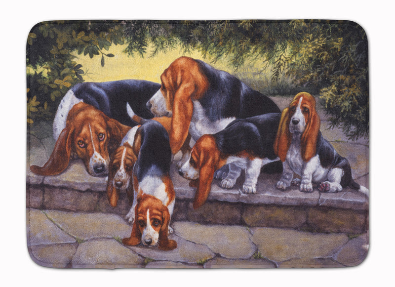 Basset Hound Puppies, Momma and Daddy Machine Washable Memory Foam Mat BDBA0276RUG