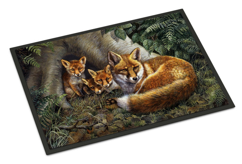 A Family of Foxes at Home Indoor or Outdoor Mat 24x36 BDBA0283JMAT