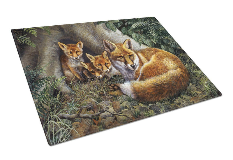 A Family of Foxes at Home Glass Cutting Board Large BDBA0283LCB