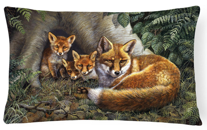 A Family of Foxes at Home Fabric Decorative Pillow BDBA0283PW1216