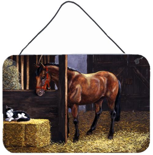 Horse In Stable with Cat Wall or Door Hanging Prints BDBA0295DS812