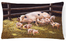 Pigs Piglets at Dinner Time Decorative Throw Pillow 12x16 Indoor Outdoor Accent Cushion, Fabric Cover with Insert for Sofa, Bed, Porch & Living Room