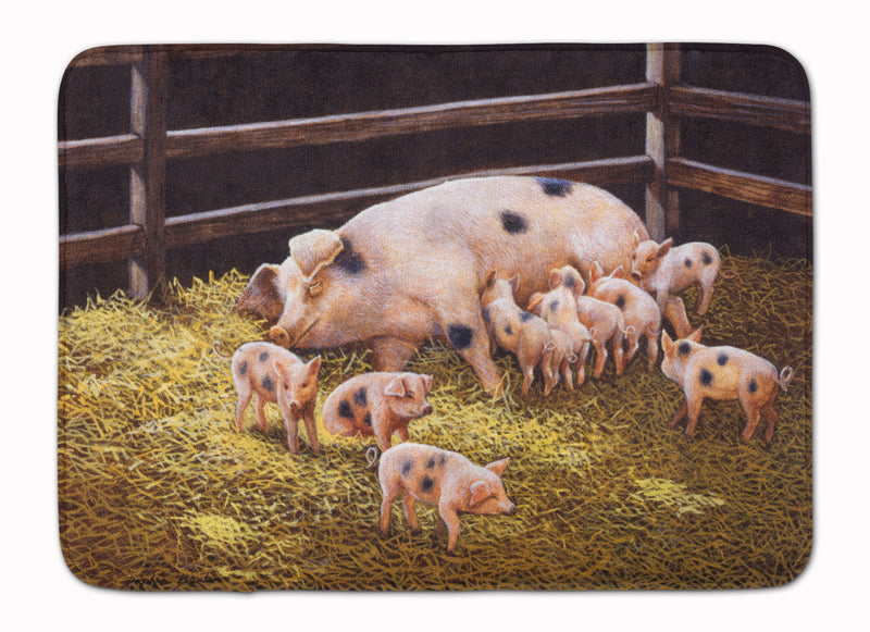 Pigs Piglets at Dinner Time Machine Washable Memory Foam Mat BDBA0296RUG