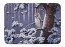 Owl on a Tree Branch in the Snow Memory Foam Kitchen Mat Machine Washable Anti-Fatigue Cushion Comfort Bath or Kitchen Rug