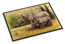 Rhinoceros by Daphne Baxter Doormat Indoor Outdoor 18H X 27W Front Door Mat Rugs for Entryway, Non Slip Washable