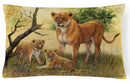Lion and Cubs by Daphne Baxter Decorative Throw Pillow 12x16 Indoor Outdoor Accent Cushion, Fabric Cover with Insert for Sofa, Bed, Porch & Living Room