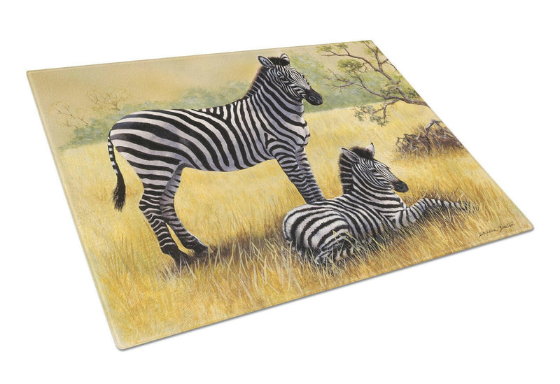 Zebras by Daphne Baxter Glass Cutting Board Large BDBA0308LCB