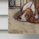 Basset Hound at the gate House Flag 28x40 Porch Sleeve Pole Decorative Outside Yard Banner Artwork Wall Hanging, Polyester
