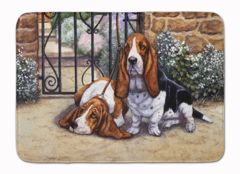 Basset Hound at the gate Machine Washable Memory Foam Mat BDBA0312RUG